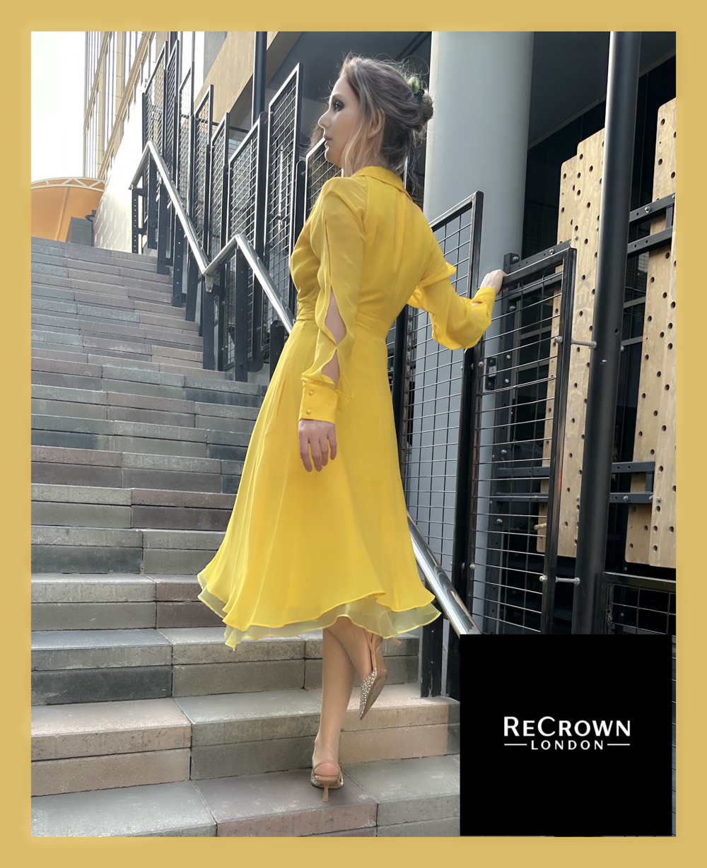 Yellow Flowing Midi Dress