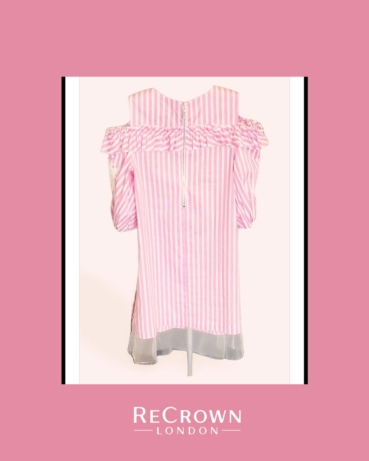 Pink Striped Off-Shoulder Dress