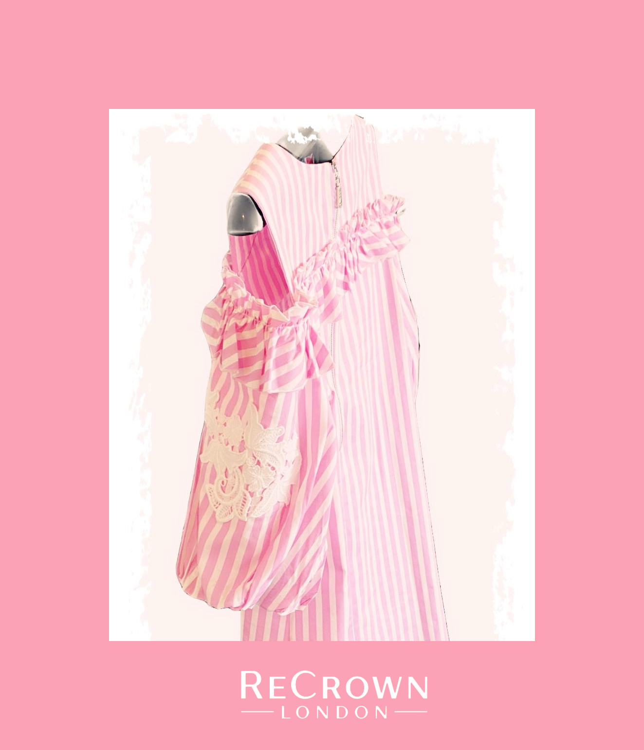 Pink Striped Off-Shoulder Dress