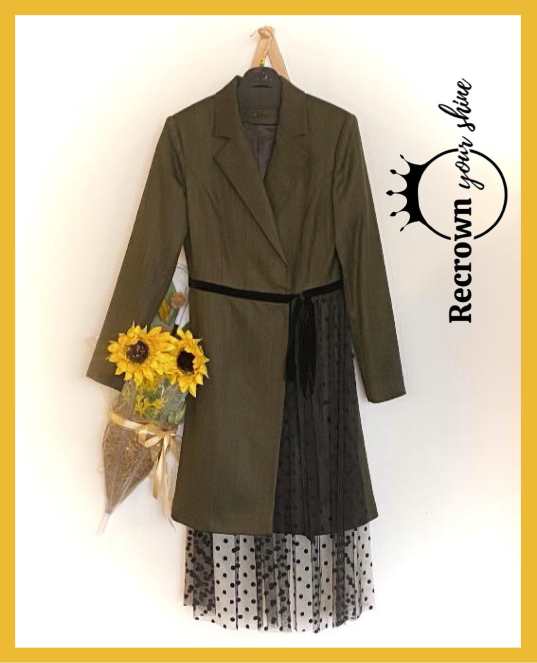 Olive Green Blazer Dress Coat