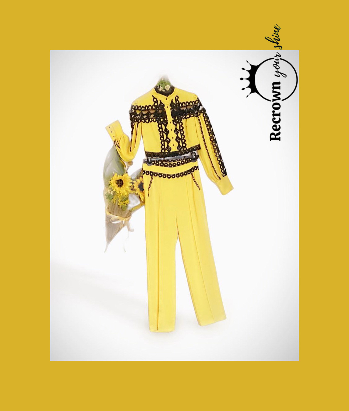 Yellow Two-Piece Lace-Trim Set