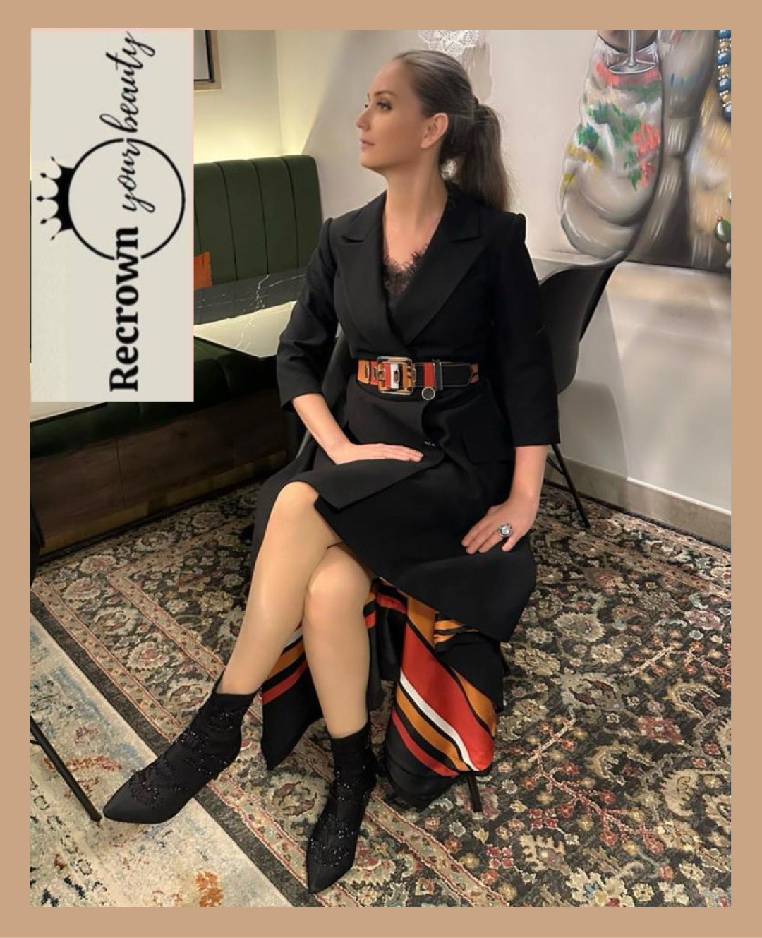 Asymmetrical Black Trench Dress