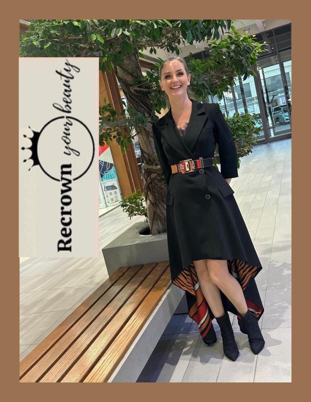 Asymmetrical Black Trench Dress