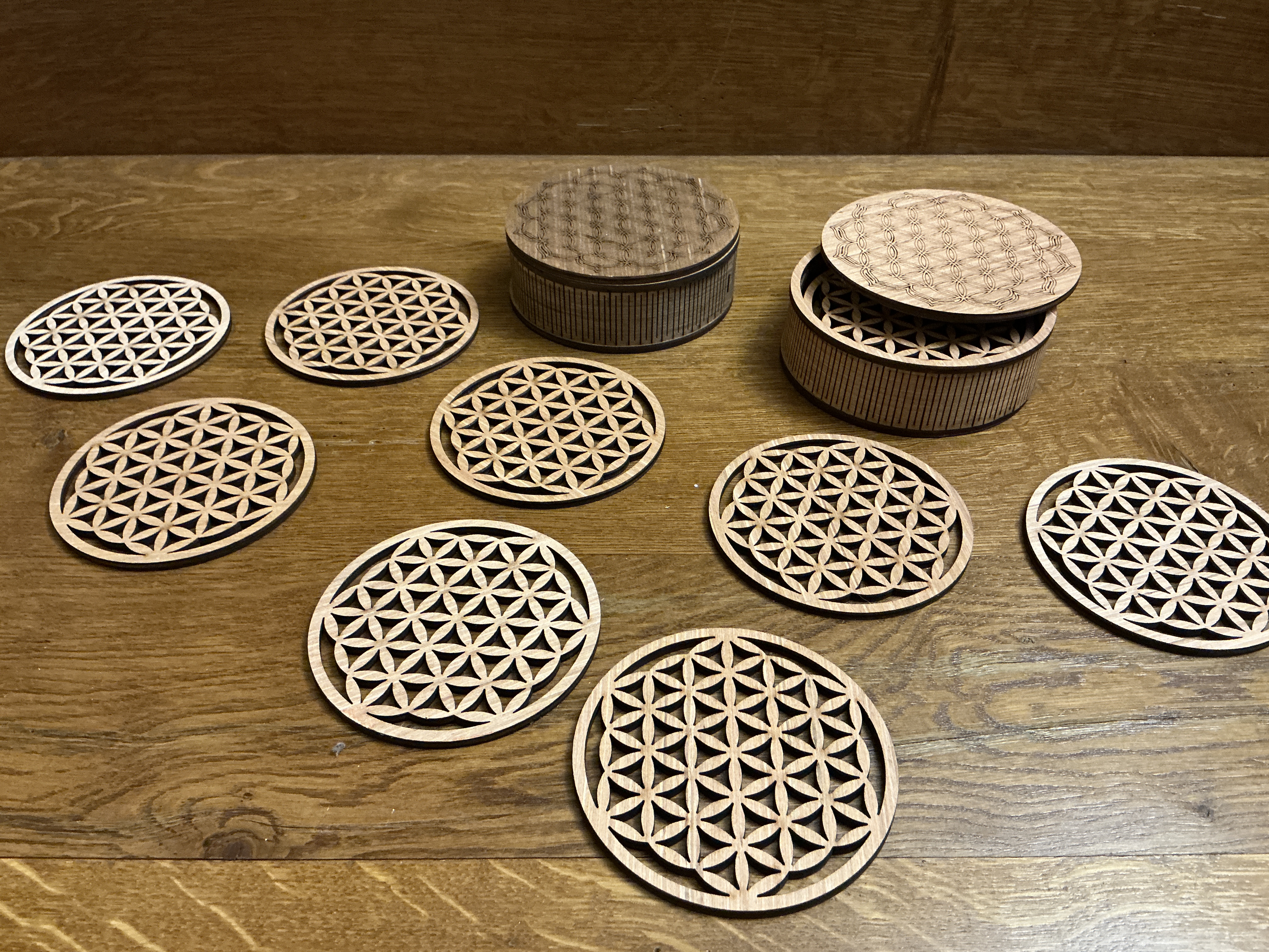 Fleur de vie Boite + Dessous de verres