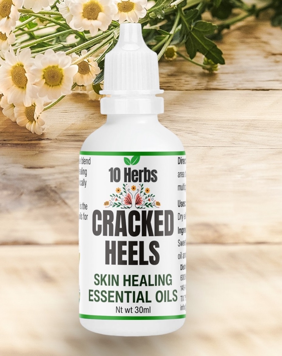 Cracked heels and dry skin oil.