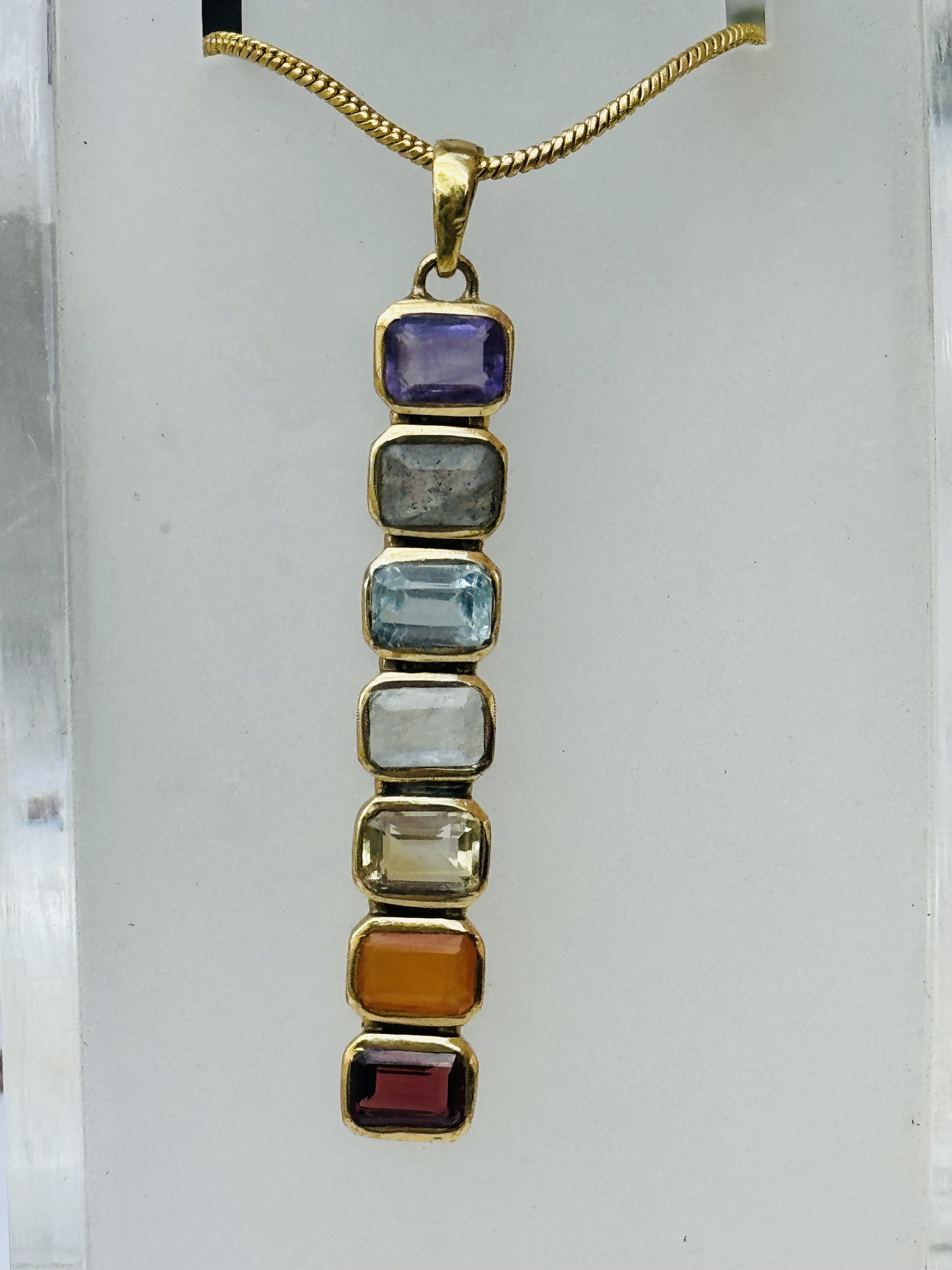 7 CHAKRAS GEMSTONES Pendant. Necklace