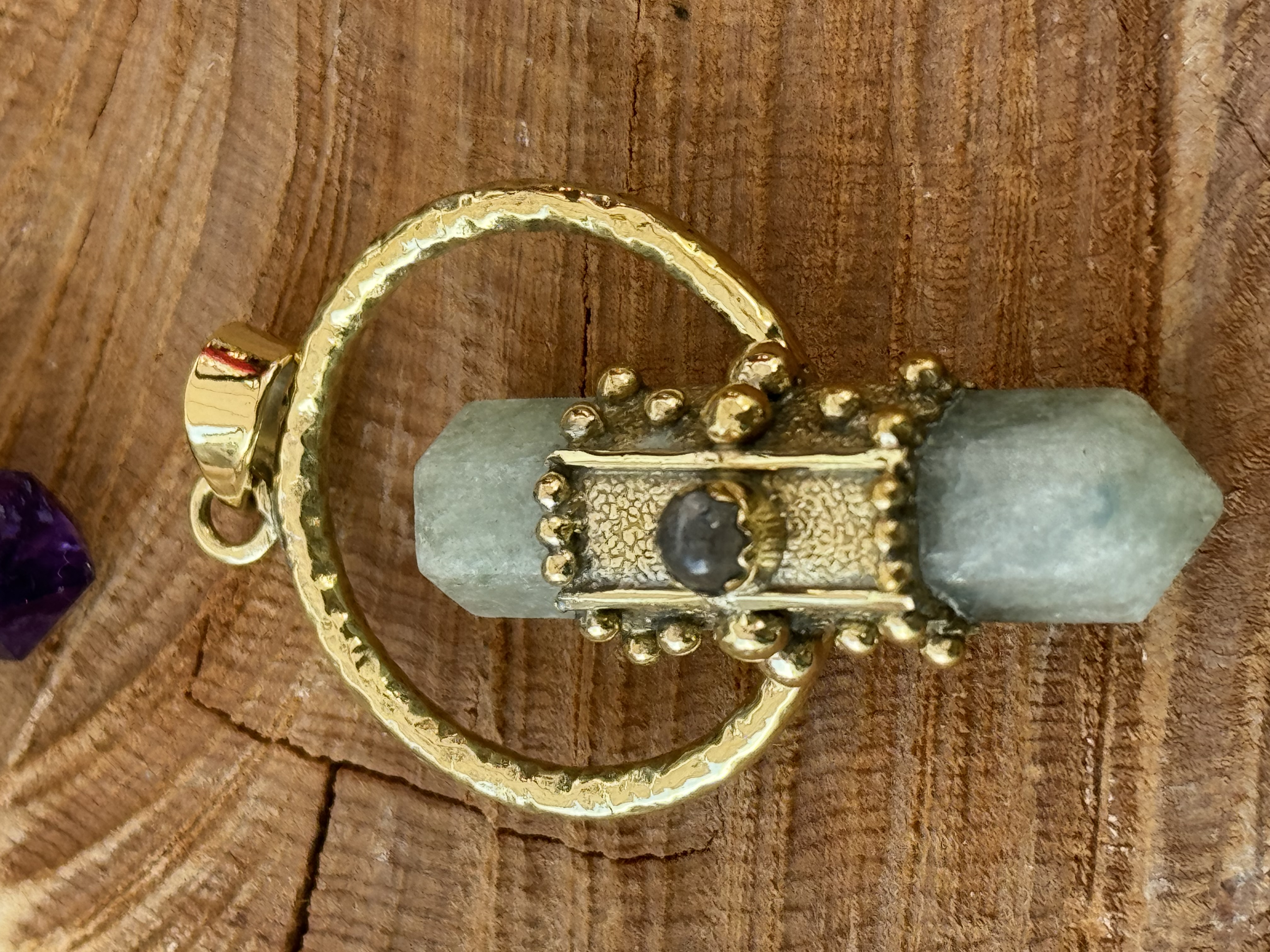 STONE CIRCLE : Pendant for Protection in Natural Stone and Brass