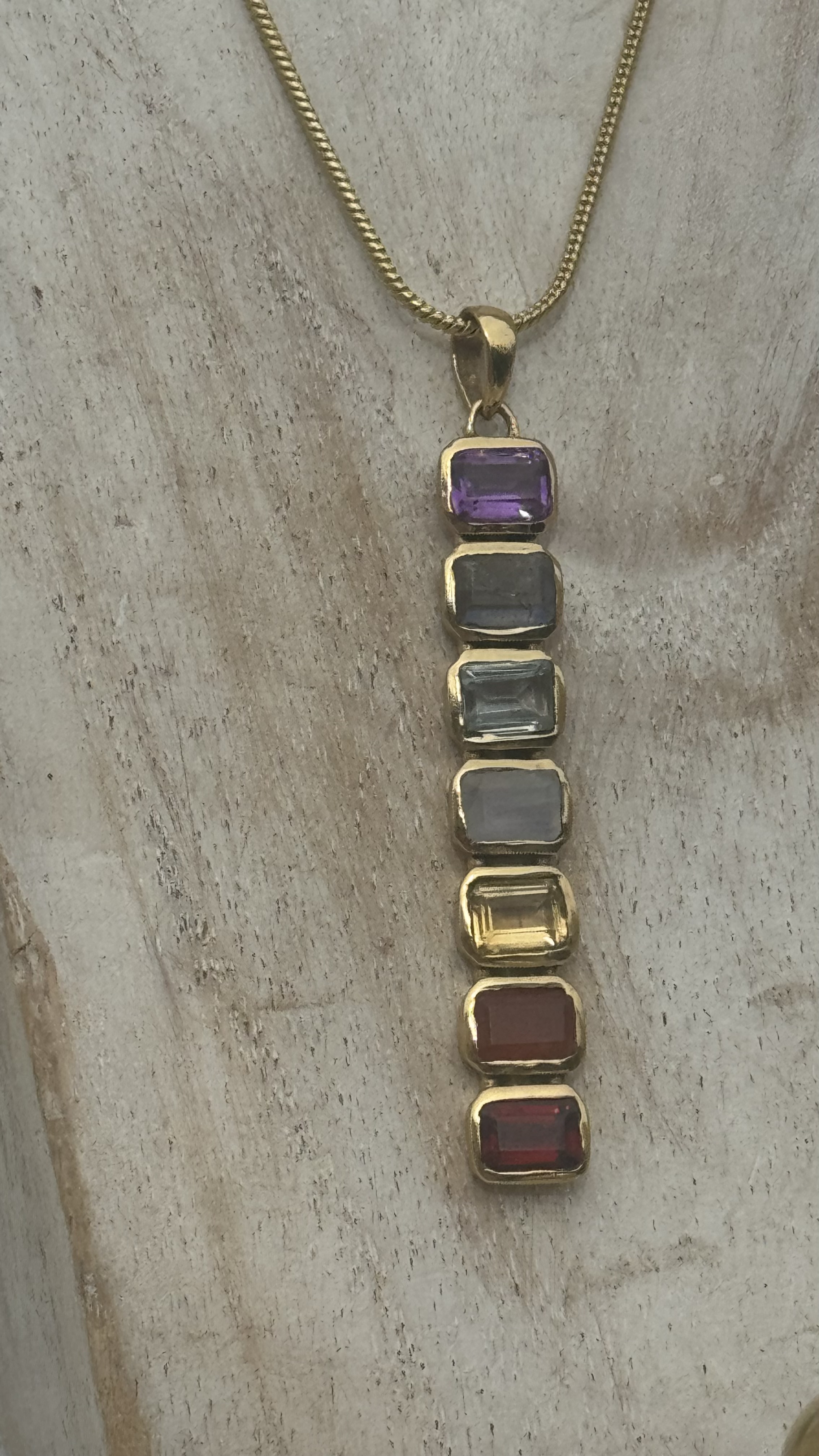 7 CHAKRAS GEMSTONES Pendant.  Necklace