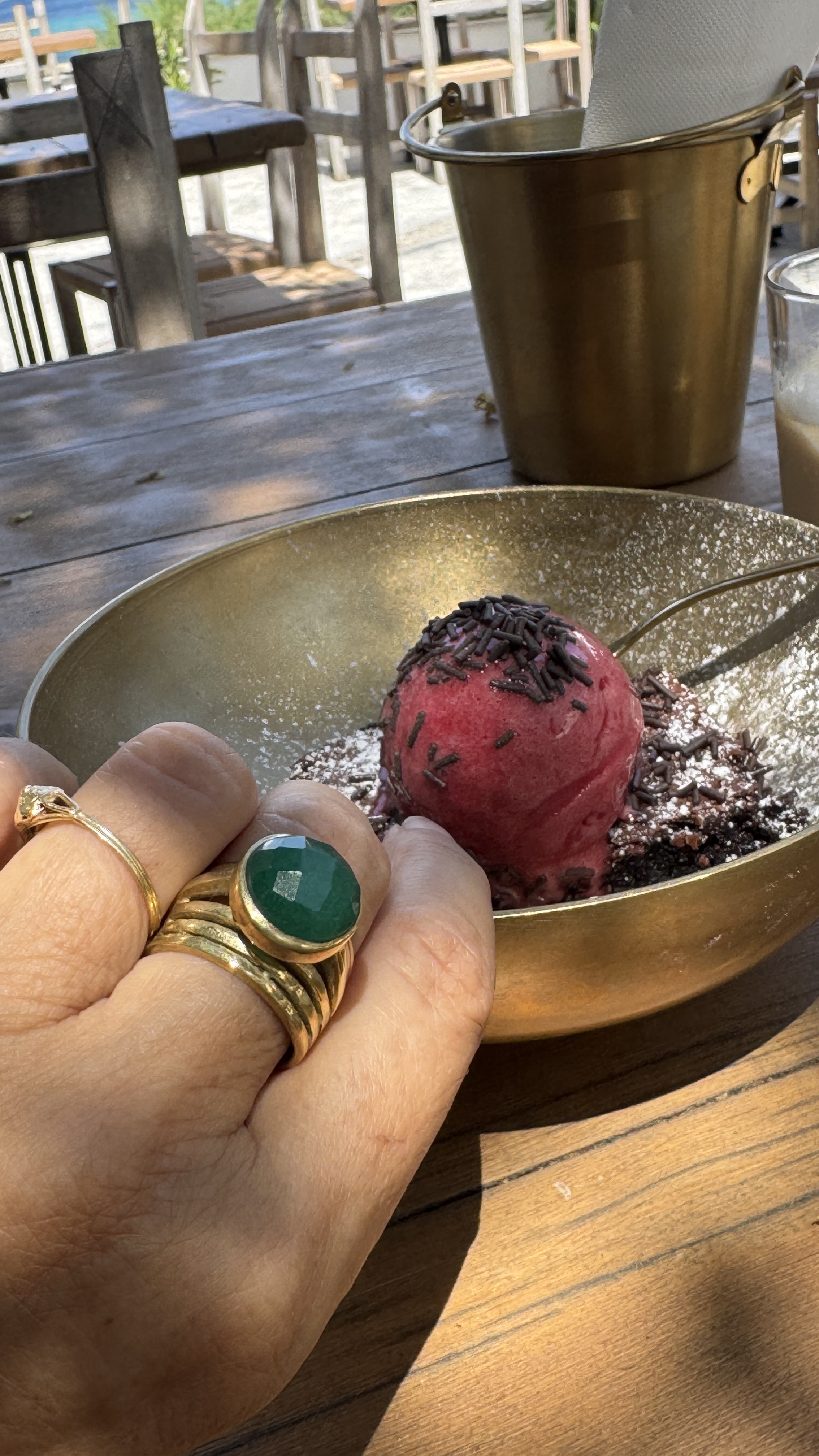  Green Onyx Brass Ring 