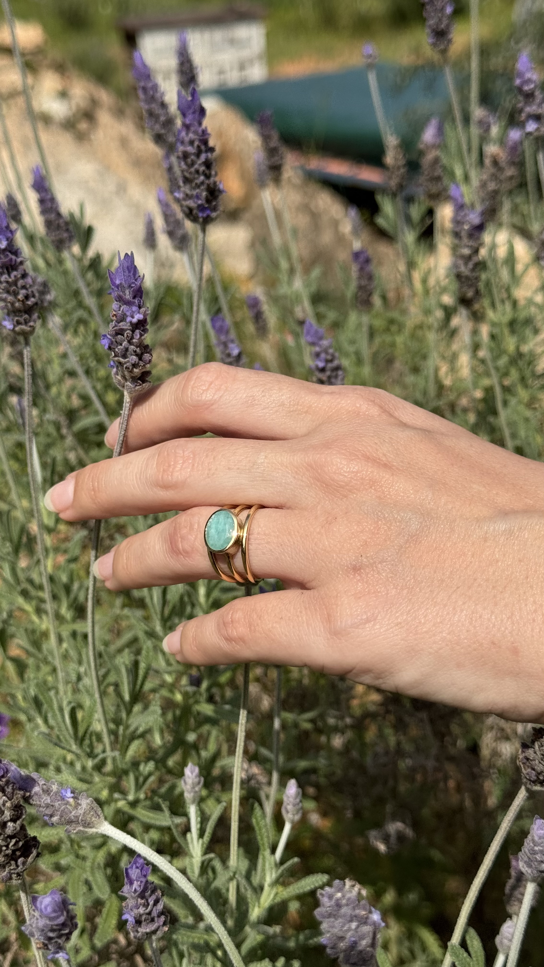 Amazonite Stone Deco ring 