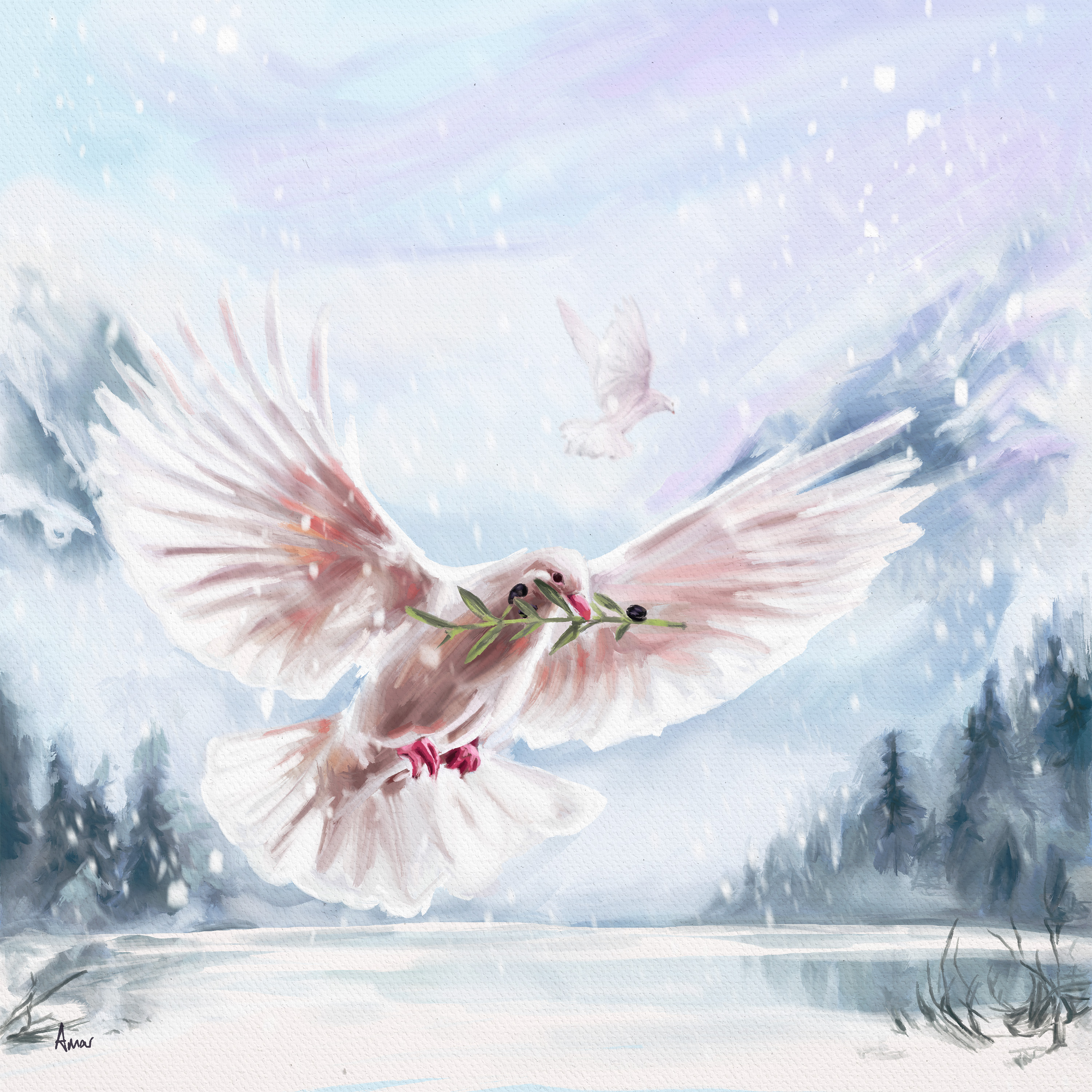 5 Handmade Dove of Hope Christmas Card