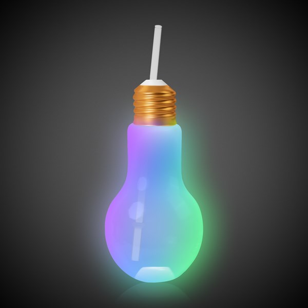LED Light Bulb Cup with Lid & Straw 