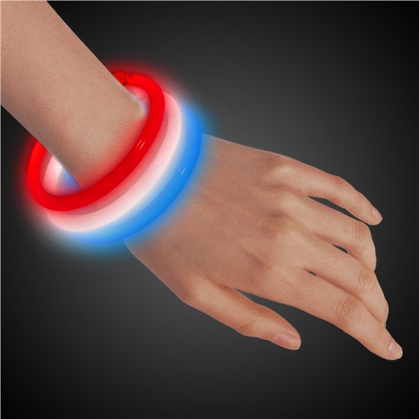 Red, White, and Blue Glow Bracelets 8"