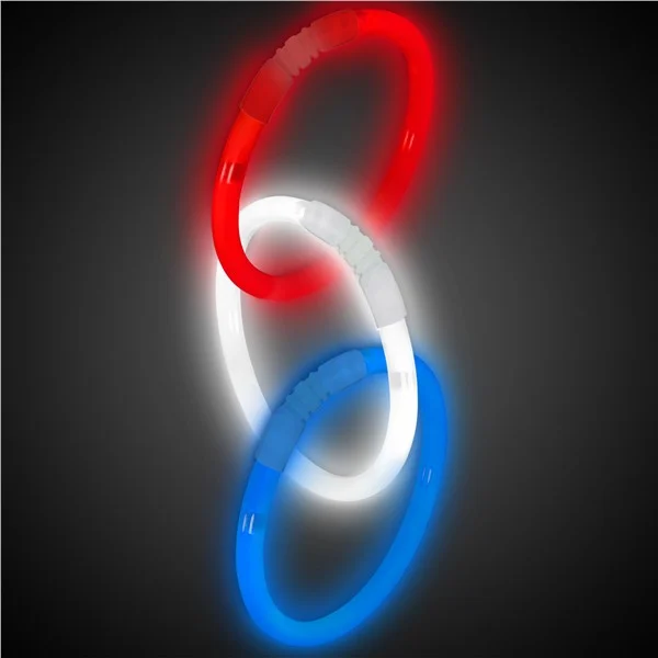 Red, White, and Blue Glow Bracelets 8"