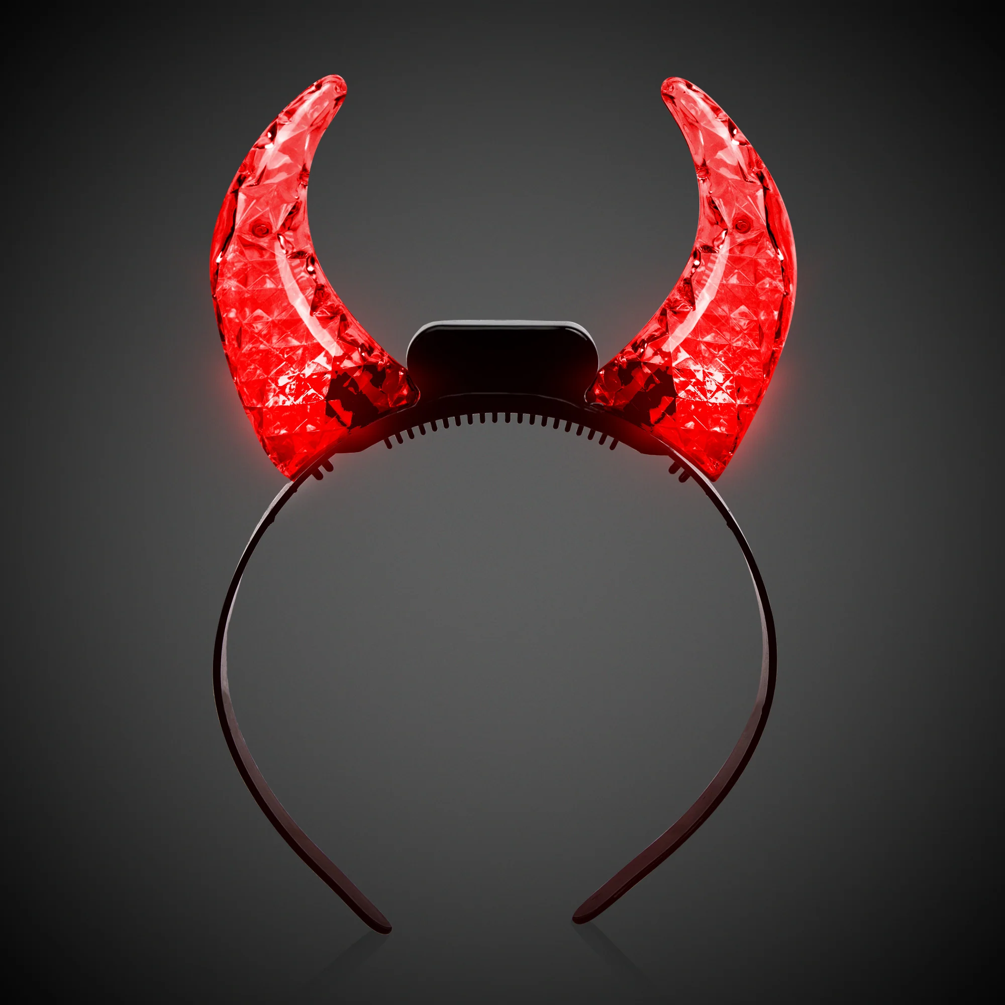 LED Red Crystal Devil Horns Headband