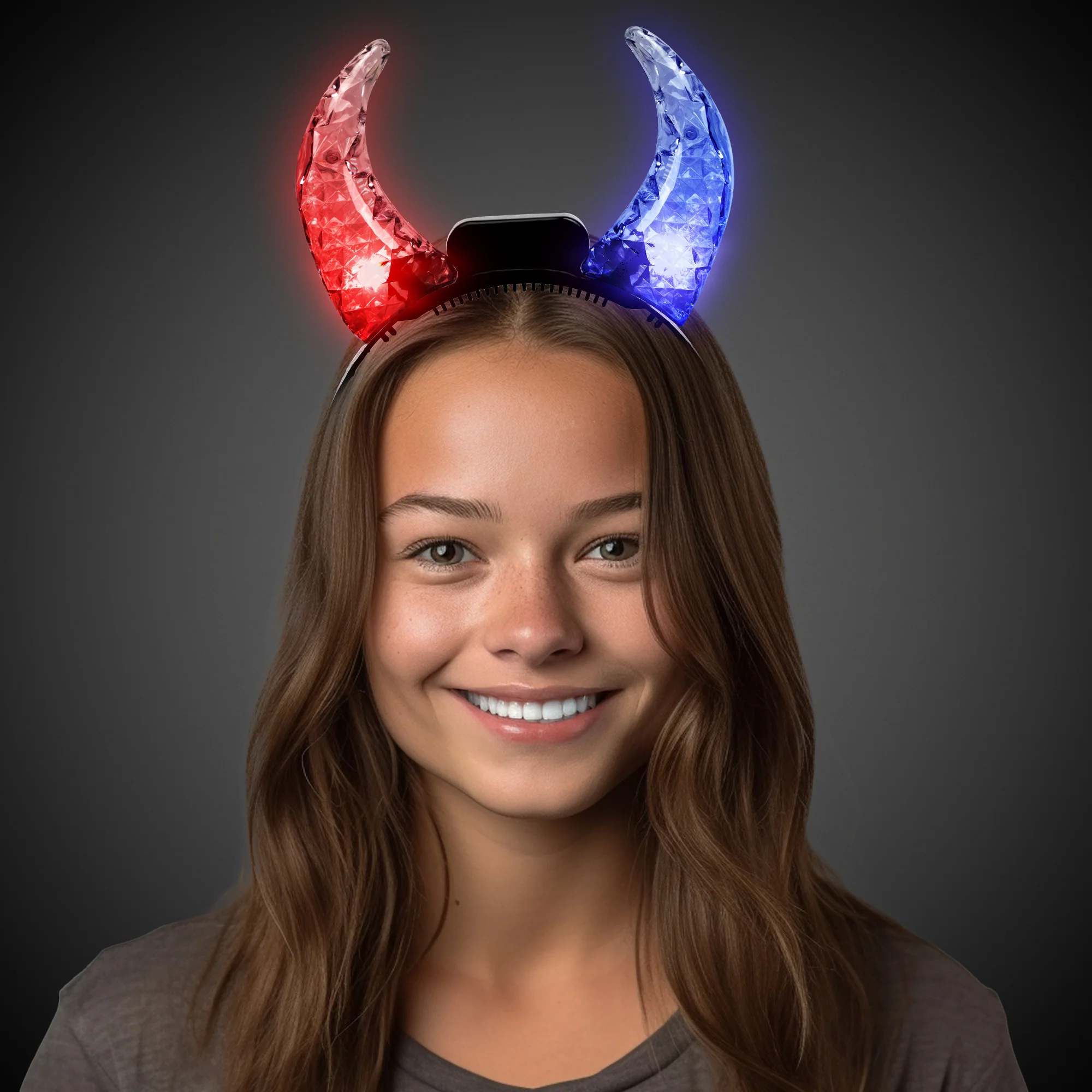 LED Multi-Color Crystal Devil Horns Headband 