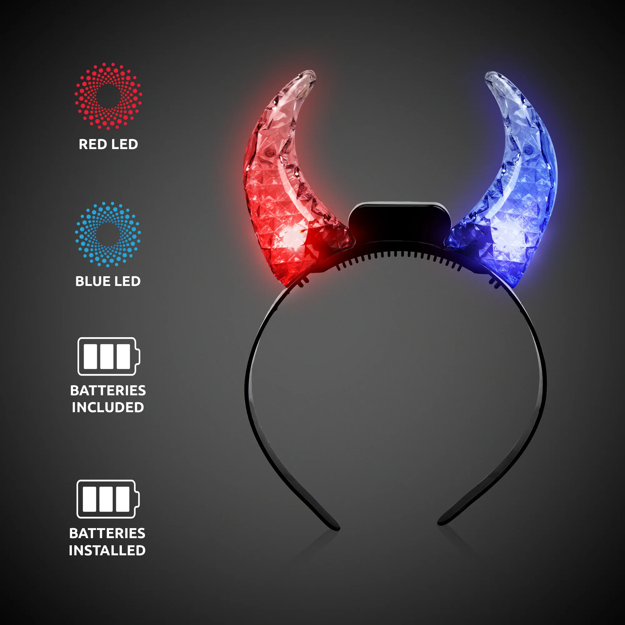 LED Multi-Color Crystal Devil Horns Headband 