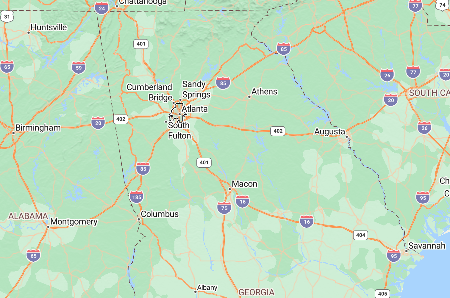 Further locations outside Metro Atlanta - Deliver, set up and tear down fees