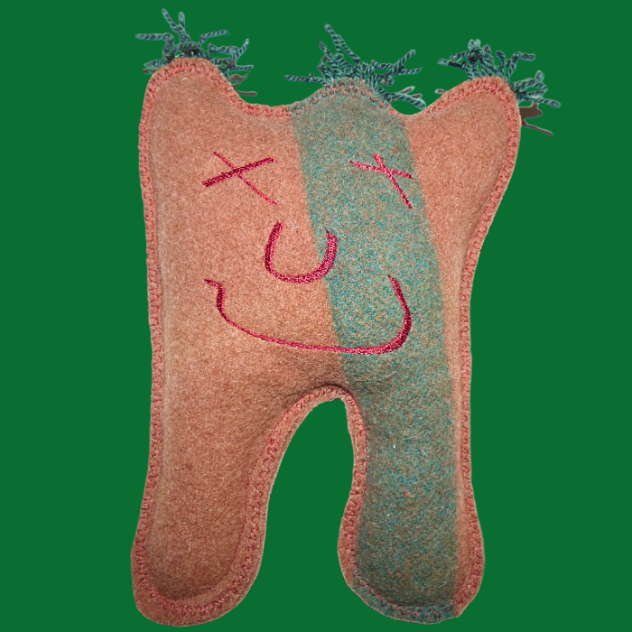Cuddle Monster green stripe with green fluffy hair Large