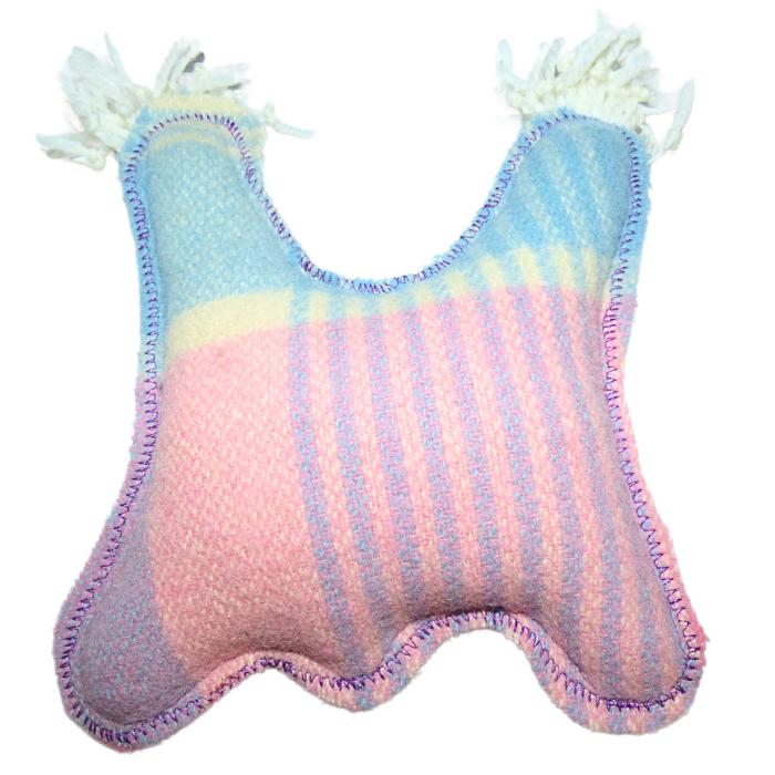 Cuddle Monster, small pink & blue with white fluffy hair