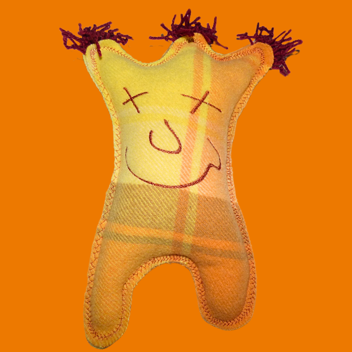 Cuddle Monster orange with marrone fluffy hair Large