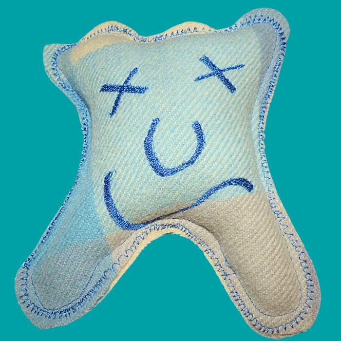 Cuddle Monster, small with blue and cream