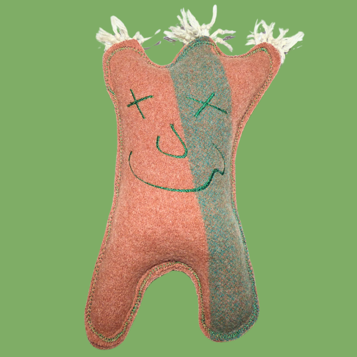 Cuddle Monster green stripe Large with cream hair
