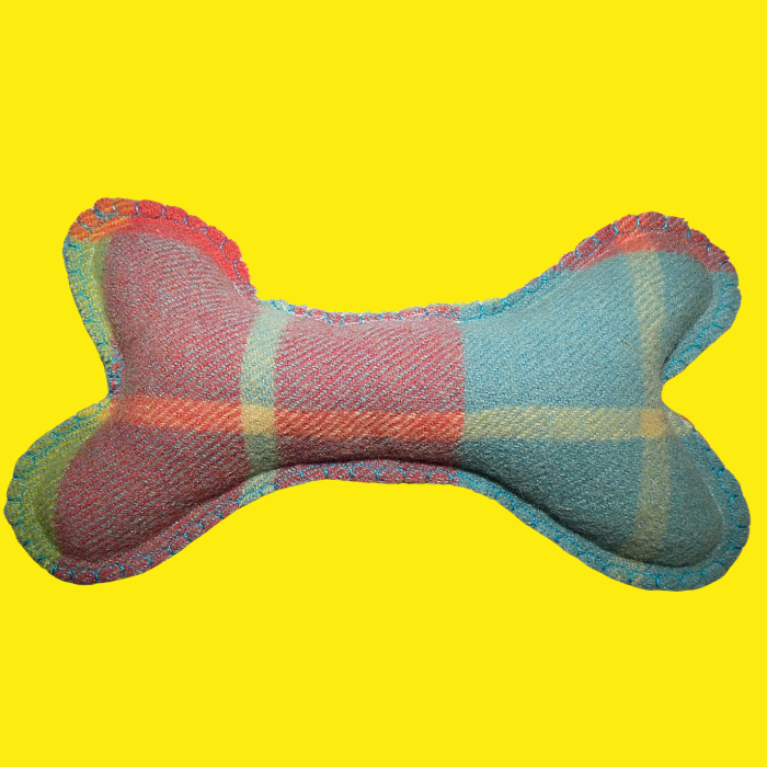 Dog Bone, Medium blue, green & yellow