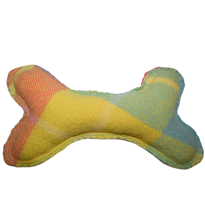 Dog Bone, Medium blue, green & yellow