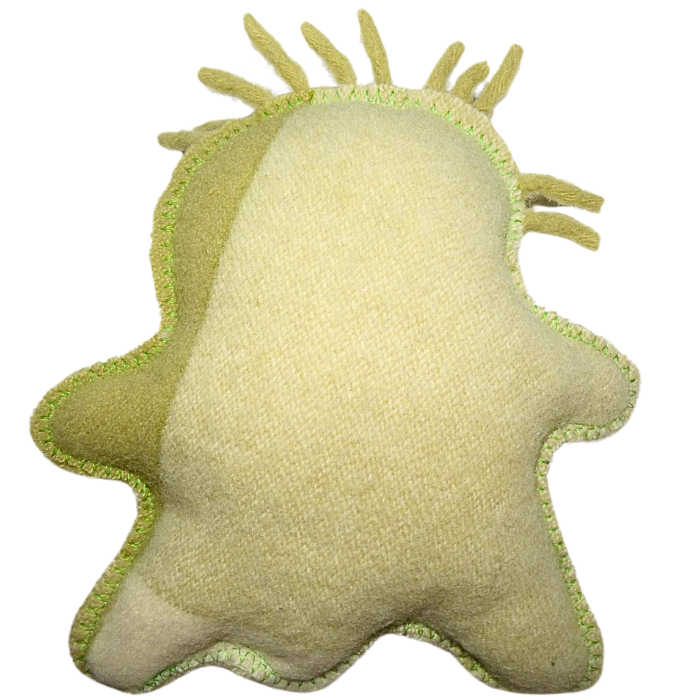 Cuddle Monster, green medium with spiky green hair