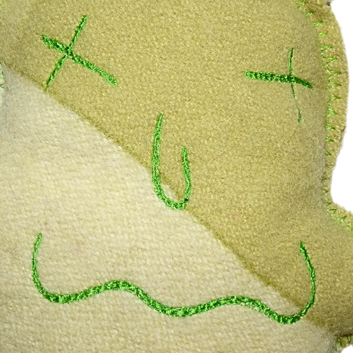 Cuddle Monster, green medium with spiky green hair
