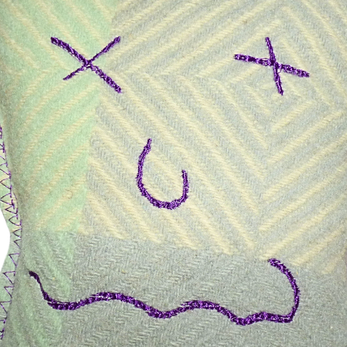 Cuddle Monster, purple medium with white fluffy hair