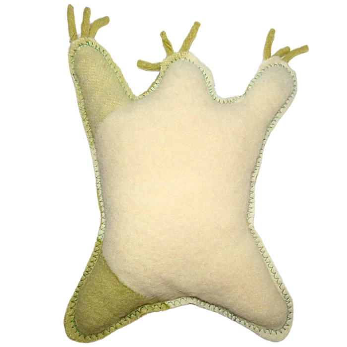 Cuddle Monster green & cream Large with spiky green hair