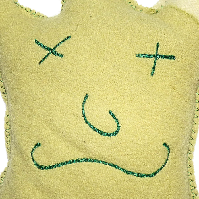 Cuddle Monster green & cream Large with spiky green hair