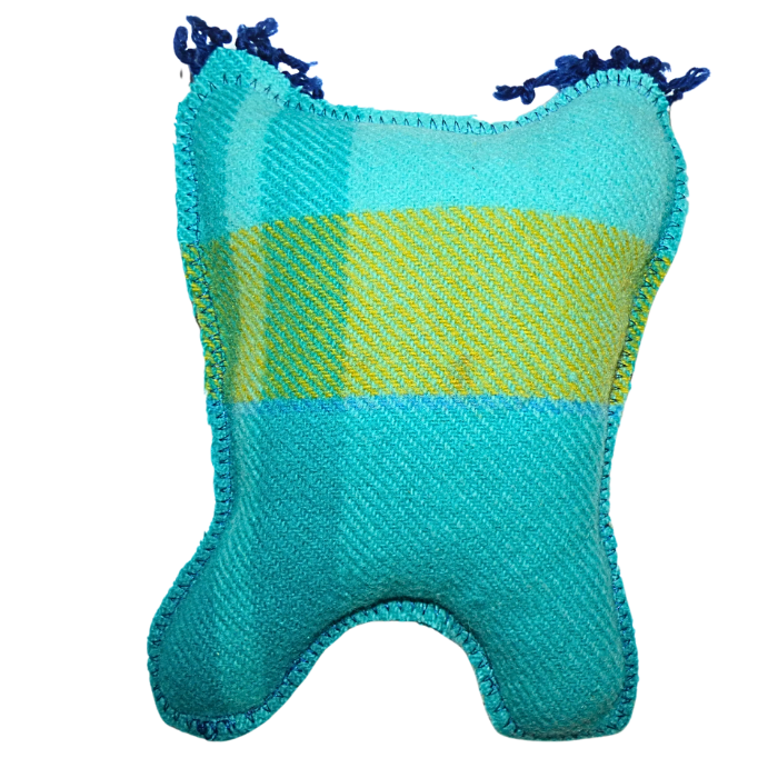 Cuddle Monster, blue & yellow medium with fluffy blue hair