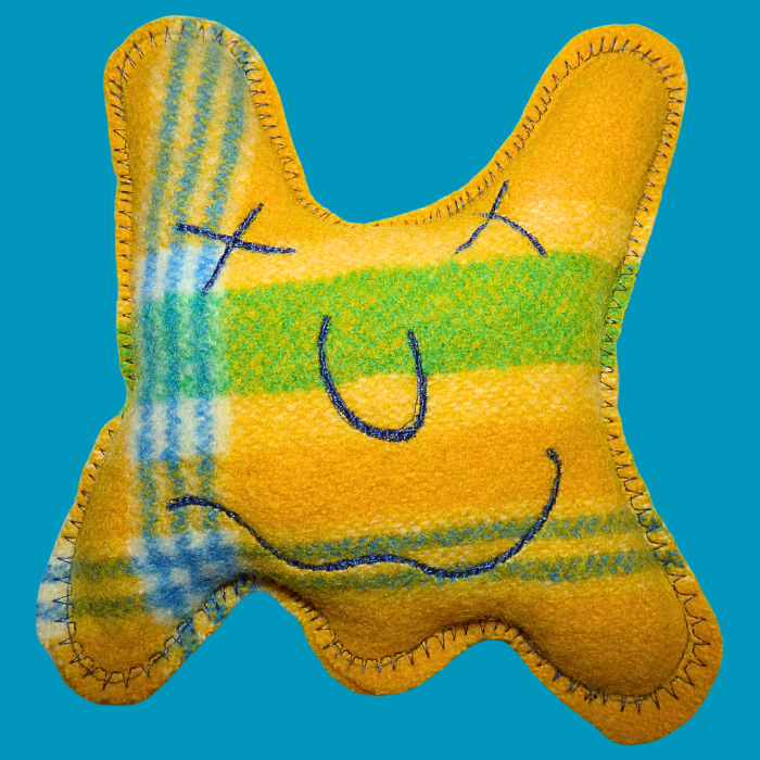 Cuddle Monster, small yellow, green & blue