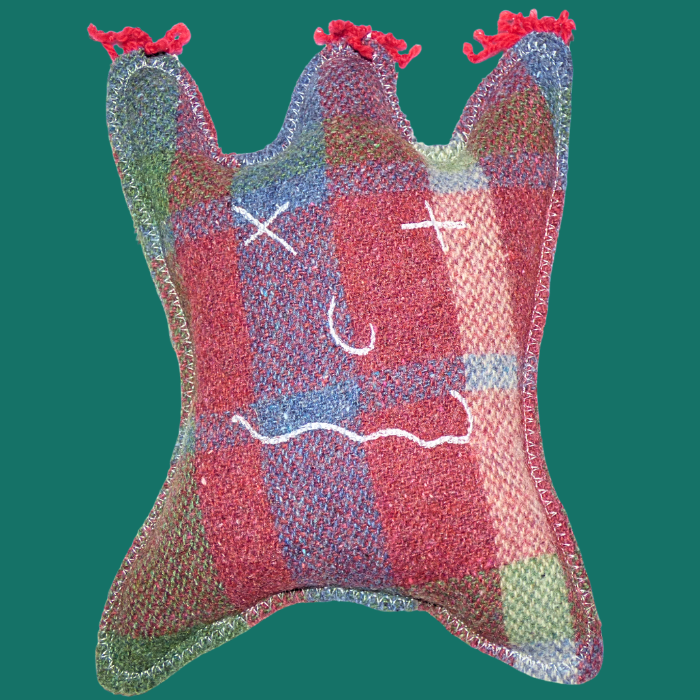 Cuddle Monster blue, green & red Large with red fluffy hair