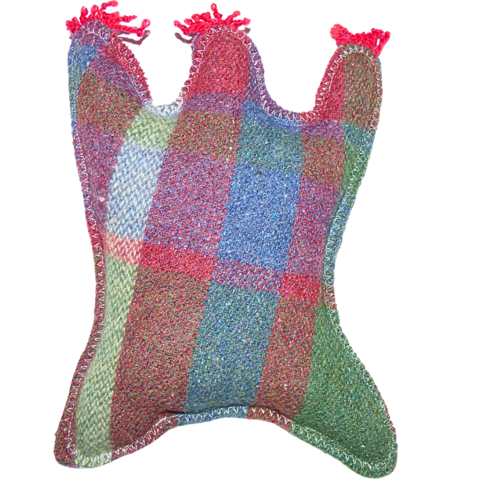 Cuddle Monster blue, green & red Large with red fluffy hair