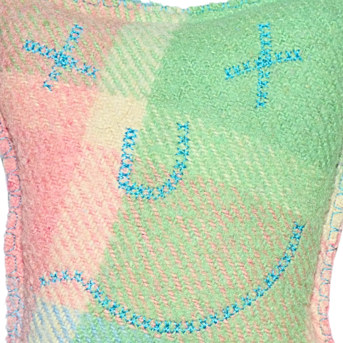 Cuddle Monster, multi-coloured medium with fluffy blue hair