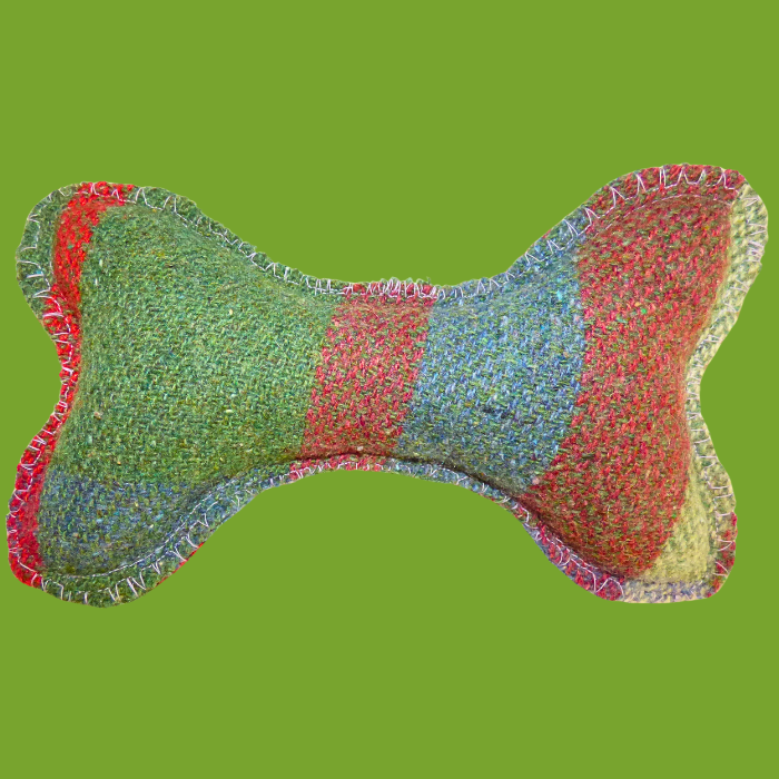 Dog Bone, Medium red, blue & green