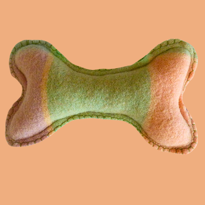 Dog Bone, Medium green, pink & purple