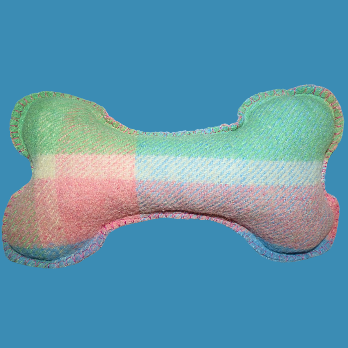 Dog Bone, Large green, blue & pink