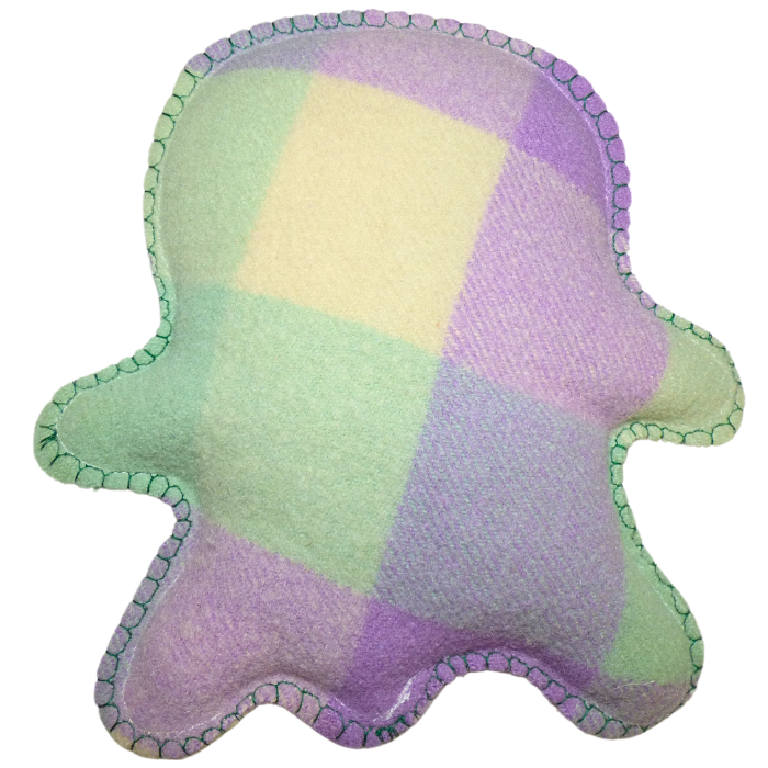 Cuddle Monster, medium green, purple & cream