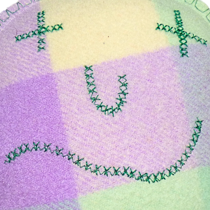 Cuddle Monster, medium green, purple & cream