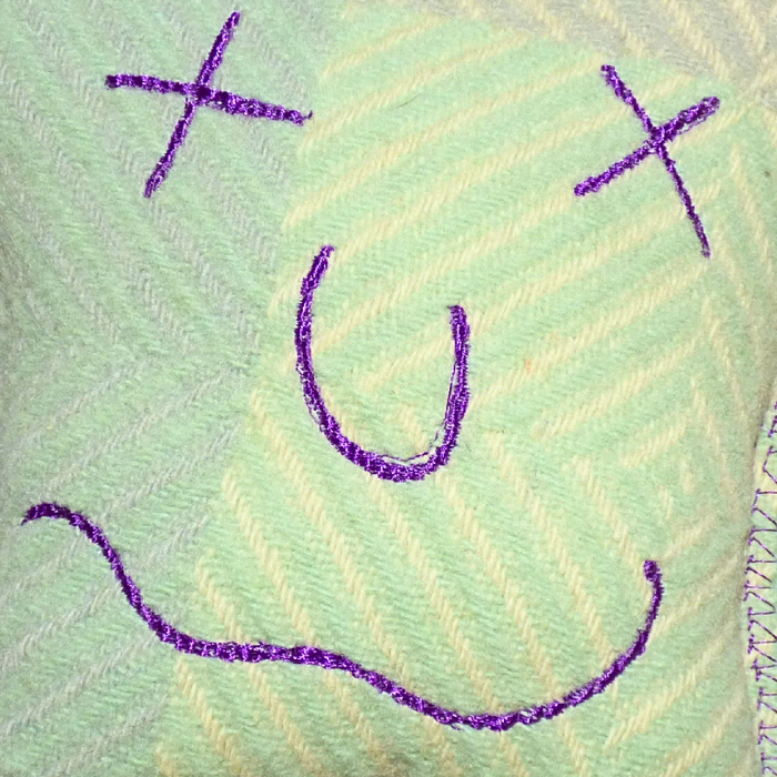 Cuddle Monster, green & purple medium with green fluffy hair
