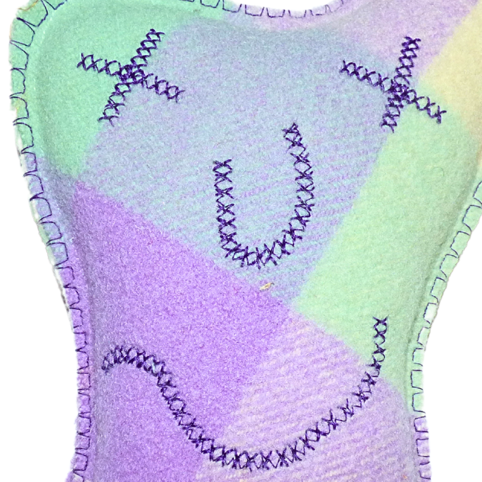 Cuddle Monster, Medium green, cream & purple