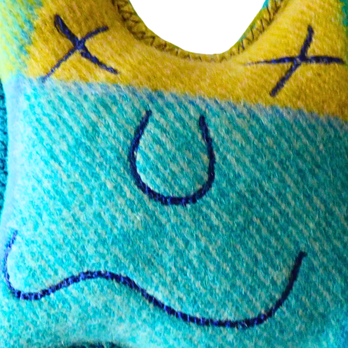 Cuddle Monster, small blue, yellow & cream