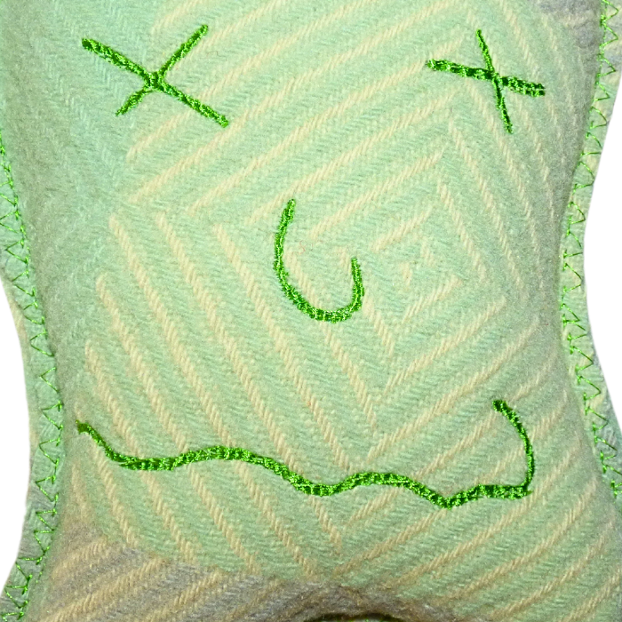 Cuddle Monster, Medium green & purple with green fluffy hair