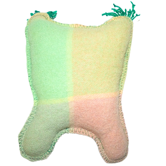 Cuddle Monster, multi-coloured medium with green fluffy hair