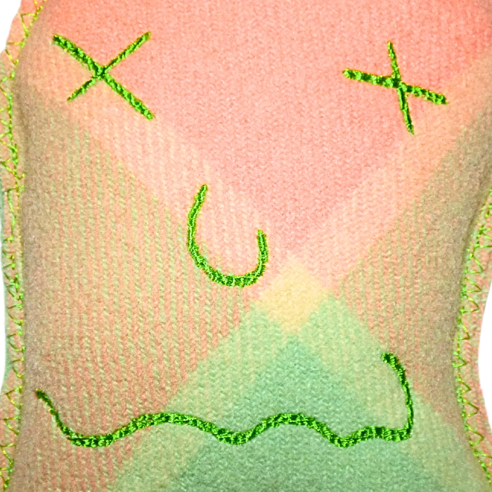 Cuddle Monster, Medium green & pink with green fluffy hair